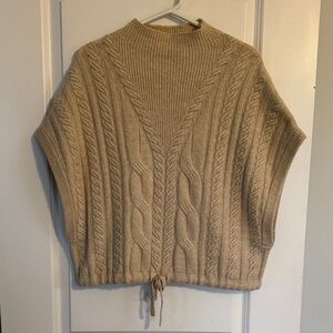 Express Cream Cable-Knit Sweater Poncho
